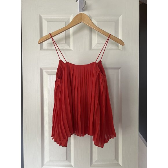 Abercrombie & Fitch Red Pleated Cami Top XS | Flowy Sheer Summer Blouse NWT - Picture 4 of 4